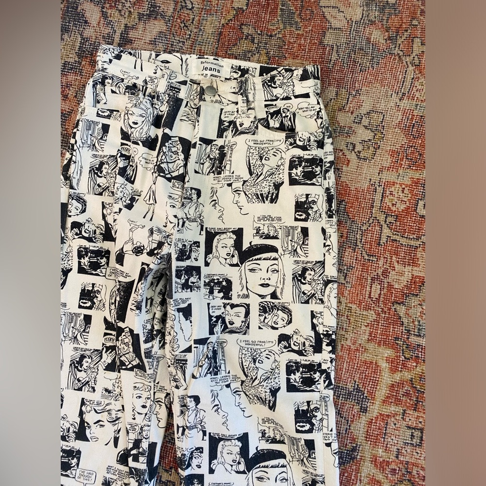 Reformation newsprint pants